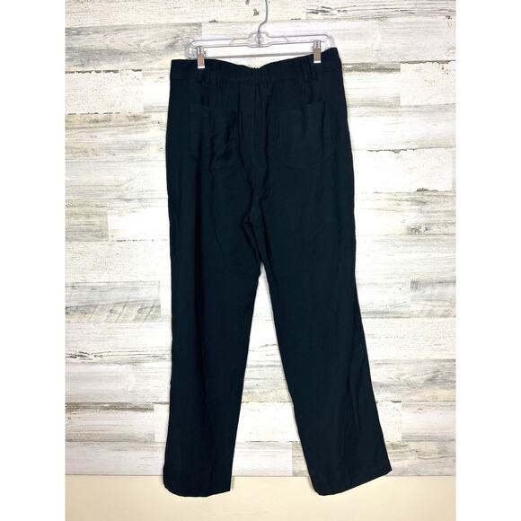 Lulus Womens XL Black Pleated Straight Leg Elastic Back Dress Pants Trousers NEW - Picture 2 of 6